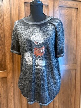 Disney Black Heathered Mickey Mouse Short Sleeve Tee